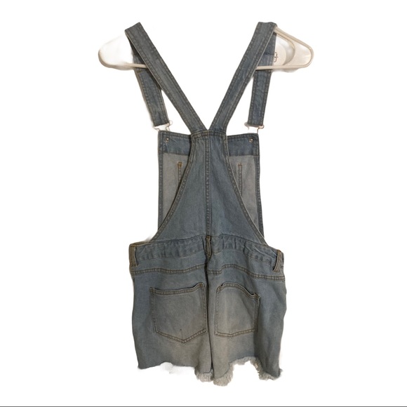 2Sable Distressed Raw Frayed Hem Denim Overalls - Picture 3 of 3